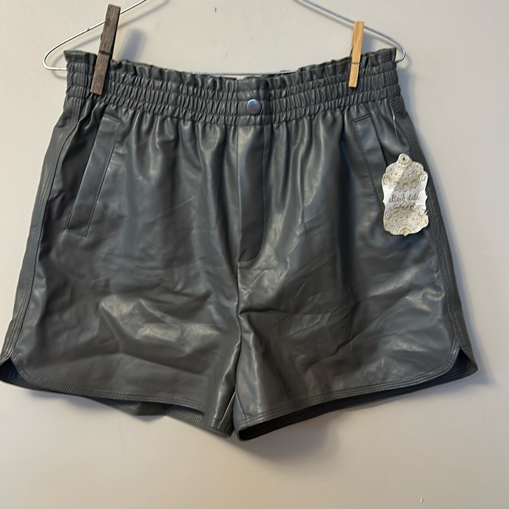 Altar’d State grey coloured fully lined faux leather shorts elastic waist size L
